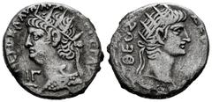Roman Imperial Nero, with Divus Augustus. Tetradrachm. RY 13 = 66/7 AD. Alexandria. (RPC-5294). (Emmett-113). Anv.: ΝЄΡΩ ΚΛΑΥ ΚΑΙΣ ΣЄΒ ΓЄΡ AV, radiate bust of Nero left, wearing aegis; LIΓ (date) in l