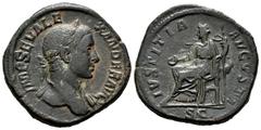 Roman Imperial Severus Alexander. Sestertius. 222-231 AD. Rome. (Ric-563). (Bmcre-613). (C-106). Anv.: IMP SEV ALEXANDER AVG, laureate bust right, slight drapery on far shoulder. Rev.: IVSTITIA AVGVST