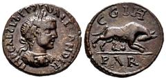Roman Imperial Severus Alexander. AE 22. 222-235 AD. Parium. Mysia. (RPC-VI 3876). Anv.: IMP CAEƧ L ƧEP ƧEV ALEXANDER. Laureate and cuirassed bust right. Rev.: C G I H. Lupa Romana right, head left, s
