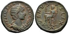 Roman Imperial Julia Mamaea. Sestertius. 224 AD. Rome. (Ric-701 Alexander). (Bmcre-199 Alexander). Anv.: IVLIA MAMAEA AVGVSTA, diademed and draped bust right. Rev.: VENVS FELIX, Venus seated left, hol