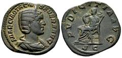 Roman Imperial Otacilia Severa. Sestertius. 244-249 AD. Rome. (Ric-209a). Anv.: MARCIA OTACIL SEVERA AVG, diademed and draped bust right. Rev.: PVDICITIA AVG. Pudicitia veiled seated left drawing veil