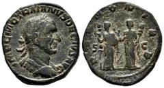 Roman Imperial Trajan Decius. Sestertius. 249-251 AD. Rome. (Ric-124a). (C-84). Anv.: IMP C M Q TRAIANVS DECIVS AVG, laureate and cuirassed bust right. Rev.: PANNONIAE, The two Pannoniae standing side