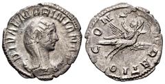 Roman Imperial Diva Mariniana. Antoninianus. 253 AD. Viminacium. (Ric-6). (Ch-14). Anv.: DIVAE MARINIANAE Veiled bust of Diva Mariniana set to right on crescent. Rev.: CONSECRATIO Diva Mariniana, rais