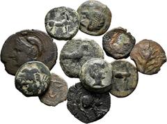 Ancient Coins Ancient Coins. Lot of 11 bronze coins from ancient Hispania of small modules, Obulco, Cartagonova, and others. TO EXAMINE. Choice F/Choice VF. Est...160,00. SPANISH DESCRIPTION: Mundo An