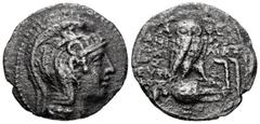 Greek Coins Attica. Athens. New Style Tetradrachm. 165-42 BC. Aphrodisi-, Dioge- and Athe- magistrates. (Cf. Thompson-594). Anv.: Helmeted head of Athena rigth. Rev.: Owl standing right, head facing, 