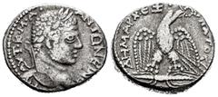 Roman Imperial Caracalla. Seleucis and Pieria. Tetradrachm. 215-217 AD. (Prieur-1188). Anv.: ΑΥΤ•Κ•Μ•Α•ΑΝΤΩΝЄΙΝΟ(C CЄΒ). Laureate head of Caracalla to right. Rev.: ΔΗΜΑΡΧ ЄΞ ΥΠΑ ΤΟ Δ Eagle with spread