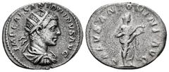 Roman Imperial Elagabalus. Antoninianus. 218-222 AD. Rome. (Ric-137). (Bmcre-114). (Rsc-259). Anv.: IMP CAES ANTONINVS AVG, radiate and draped bust right. Rev.: ANTONINI AVG, Salus standing half-right