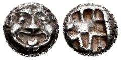Greek Coins Mysia. Parion. Drachm. 550-520 BC. (Sng Cop-256). (Rosen-525). (Asyut-612). Anv.: Facing head of gorgoneion with open mouth and protruding tongue. Rev.: Irregular incuse punch . Ag. 3,15 g