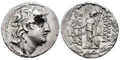 Greek Coins Cappadocian Kingdom. Ariarathes VII Philometor. Tetradrachm. 107/6-104/3 BC. Mint A (Eusebia-Mazaka). In the name and types of Antiochos VII Euergetes. (Lorber & Houghton-Serie 1, 3, 98/10