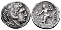 Greek Coins Kingdom of Macedon. Alexander III, "The Great". Tetradrachm. 325-323 BC. Amphipolis. (Price-89). (Troxell-E7). Anv.: Cabeza de Herakles a derecha, con tocado de piel de león. Rev.: Zeus Aë