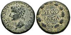 Celtiberian Coins Segobriga. Time of Caligula. Unit. 37-41 AD. Saelices (Cuenca). (Abh-2191). (Acip-3246). Anv.: C. CAESAR AVG. GERMANICVS. IMP. around laureate head of Caligula left. Rev.: SEGOBRIGA 