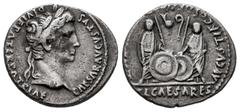Roman Imperatorial Augustus. Denarius. 7-6 BC. Lugdunum. (Ffc-22). (Ric-207). (Cal-852). Anv.: CAESAR AVGVSTVS DIVI. F. PATER. PATRIE, his laureate head right. Rev.: C.L. CAESARES AVGVSTI. F. COS. (DE