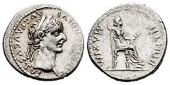 Roman Imperial Tiberius. Denarius. 16 AD. Lugdunum. (Spink-1763). (Ric-30). Anv.: TI CAESAR DIVI AVG F AVGVSTVS. Laureate head right. Rev.: PONTIF MAXIM; Livia seated right with sceptre. Ag. 3,70 g. C