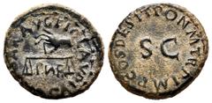 Roman Imperial Claudius. Cuadrante. 41 AD. Rome. (Ric-85). (Bmcre-147). Anv.: TI CLAVDIVS (CAES)AR AVG. Hand with scales to the left, below PNR. Rev.: SC, arround PON M TR P IMP COS DES IT . Ae. 3,66 