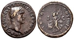 Roman Imperial Trajan. Unit. 101-102 AD. Rome. (Ric-II 434). (Woytek-113b). (Bmcre-753). Anv.: IMP CAES NERVA TRAIAN AVG GERM P M, laureate head to right, slight drapery on far shoulder. Rev.: TR POT 