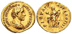 Roman Imperial Antoninus Pius. Aureus. 159-160 AD. Rome. (Ric-302). (Cal-1061). Anv.: ANTONINVS AVG PIVS P P TRP XXIII, draped bust right. Rev.: PIETATI AVG COS IIII, Faustina as Pietas left, two chil