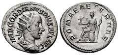 Roman Imperial Gordian III. Antoninianus. 240 AD. Rome. (Spink-8658). (Ric-70). (Seaby-314). Rev.: ROMAE AETERNAE. Rome seated left with victory and scepter. Ag. 4,29 g. Choice VF. Est...45,00. SPANIS