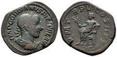 Roman Imperial Gordian III. Sestertius. 238-244 AD. Rome. (Ric-301). Rev.: P M TR P IIII COS II P P / SC. Apollo seated left holding branch. Ae. 20,58 g. Almost VF. Est...75,00. SPANISH DESCRIPTION: G