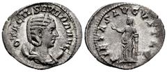 Roman Imperial Otacilia Severa. Antoninianus. 248-249 AD. Rome. (Ric-130). (Rsc-43). Anv.: OTACIL SEVERA AVG, diademed and draped bust right, set on crescent. Rev.: PIETAS AVGVSTAE, Pietas standing le