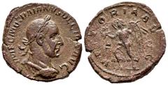 Roman Imperial Trajan Decius. Sestertius. 249-251 AD. Rome. (Ric-126d). Anv.: IMP C M Q TRAIANVS DECIVS AVG, laureate and cuirassed bust to right. Rev.: VICTORIA AVG, Victory running to left, holding 