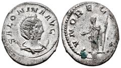 Roman Imperial Salonina. Antoninianus. 257-258 AD. Rome. (Ric-29). (Rsc-60). Anv.: SALONINA AVG, diademed, draped bust right, on crescent . Rev.: IVNO REG(INA), Juno standing left, holding patera and 