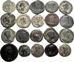 Large Lots Lot of 20 coins from Ancient Hispania and Roman Empire. Great variety of values, mints and emperors like: Marcus Aurelius, Trajan, Antoninus Pius, Faustina, Crispina, Gordian III, Julia Mam