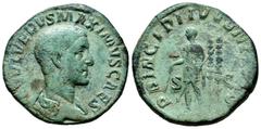 Roman Imperial Maximinus I. Sestertius. 236-238 AD. Rome. (Ric-156). Anv.: C IVL VERVS MAXIMVS CAES, bare-headed and draped bust to right. Rev.: PRINCIPI IVVENTVTIS, Maximus standing facing, head to l