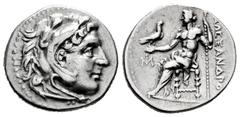 Greek Coins Ionia. Alexander III, "The Great". Drachm. 295-275 BC. Miletos. (Price-2151). (Müller-1057). Anv.: Head of Herakles to right, wearing lion's skin headdress. Rev.: Zeus Aëtophoros seated to