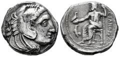 Greek Coins Kingdom of Macedon. Alexander III, "The Great". Tetradrachm. 336-323 BC. Amphipolis. Struck under Antipater. (Price-79). (Müller-392). Anv.: Head of Herakles to right, wearing lion's skin 