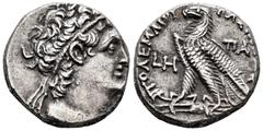 Greek Coins Ptolemaic Kings of Egypt. Kleopatra III and Ptolemy IX Soter II (Lathyros). Tetradrachm. RY 8 = 107/6 BC. Alexandria. (Svoronos-1669). (Sng Cop-352). Anv.: Diademed head of Ptolemy I right