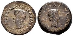 Celtiberian Coins Emerita Augusta. Time of Tiberius. Unit. 14-36 AD. Mérida (Badajoz). (Abh-1053). Anv.: TI. CAESAR. AVGVSTVS. PONT. MAX. IMP. Laureate head of Tiberius left. Rev.: Head of Livia right