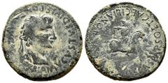 Celtiberian Coins Osca. Augustus period. Unit. 24 BC - 14 AD. Huesca. (Abh-1930). Anv.: AVGVSTVS. DIVI. F. PONT. MAX. PATER. PATRIAE. around laureate head of Augustus right (smaller module). Rev.: Hor