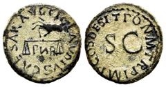 Roman Imperial Claudius. Cuadrante. 41 AD. Rome. (Ric-85). (Bmcre-147). Anv.: TI CLAVDIVS CAESAR AVG. Hand with scales to the left, below PNR. Rev.: SC, arround PON M TR P IMP COS DES IT . Ae. 2,84 g.