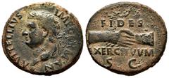 Roman Imperial Vitellius. Unit. 69 AD. Tarraco. (Ric-42). (Csb-49). Anv.: A VITELLIVS IMP GERMAN, laureate head left, globe at point of bust. Rev.: FIDES EXERCITVVM, clasped hands right; S C in exergu