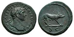 Roman Imperial Trajan. Cuadrante. 114-117 AD. Rome. (Ric-691). Anv.: IMP CAES NERVA TRAIAN AVG, laureate bust right. Rev.: She-wolf standing right; SC in exergue . Ae. 2,94 g. A good sample. Scarce in