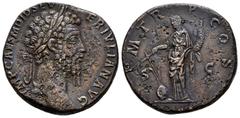 Roman Imperial Didius Julianus. Sestertius. 193 AD. Rome. (Ric-15). (Bmcre-25). (C-12). Anv.: IMP CAES M DID SEVER IVLIAN AVG, laureate head right. Rev.: P M TR P COS, Fortuna standing left, holding r