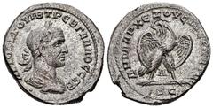 Roman Imperial Trebonianus Gallus. Seleucis and Pieria. Tetradrachm. 251 AD. Antioch. (Prieur-65). (McAlee-1172a). Anv.: AVTOK K Γ OVIB TPЄB ΓAΛΛOC CЄB, Laureate, draped and cuirassed bust to right, •