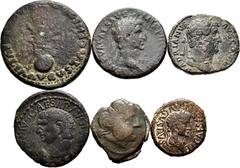 Large Lots Lot of 6 coins, contains quadrant of Celsa, Dupondio of Colonia Romula, ace of Nerva, ace of Claudius, ace of Hadrian, Republican semis. TO EXAMINE. F/Choice F. Est...200,00. SPANISH DESCRI