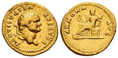 Roman Imperial Titus. Aureus. 77-78 AD. Rome. (Ric-971 Vespasian). (Cal-726a). (Bmc-316 Vespasian). Anv.: T CAESAR VESPASIANVS Laureate head right. Rev.: ANNONA AVG Annona seated left, holding bundle 