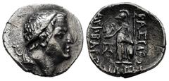 Greek Coins Cappadocian Kingdom. Ariobarzanes I Philoromaios. Drachm. 96-63 BC. Uncertain mint. (Cf. Simonetta-47). Anv.: Head of Ariobarzanes I right, wearing diadem. Rev.: ΒΑΣΙΛΕΩΣ ΑΡΙΟΒΑΡΖΑΝOY ΦΙΛΟ