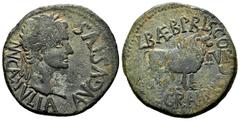 Celtiberian Coins Calagurris. Augustus period. Unit. 27 BC - 14 AD. Calahorra (La Rioja). (Abh-416). Anv.: MVN. CL. IVLIA. AVGVSTVS. Laureate head of Augustus right. Rev.: Bull right, II. VIR. L. BAEB