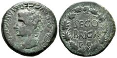 Celtiberian Coins Segobriga. Time of Caligula. Unit. 37-41 AD. Saelices (Cuenca). (Abh-2191). Anv.: C. CAESAR AVG. GERMANICVS. IMP. around laureate head of Caligula left. Rev.: SEGOBRIGA within laurel