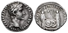 Roman Imperatorial Augustus. Denarius. 7-6 BC. Lugdunum. (Ffc-22). (Ric-207). (Cal-852). Anv.: CAESAR AVGVSTVS DIVI. F. PATER. PATRIE, his laureate head right. Rev.: (C.L. CAESARES AVG)VSTI. F. COS. D