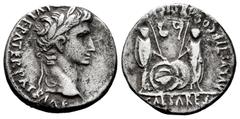 Roman Imperatorial Augustus. Denarius. 7-6 BC. Lugdunum. (Ffc-22). (Ric-207). (Cal-852). Anv.: (CAESAR AVGVSTVS D)IVI. F. PATER. PATRIE, his laureate head right. Rev.: C.L. CAESARES AVGVSTI. F. COS. D