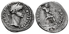 Roman Imperial Tiberius. Denarius. 36-37 AD. Rome. (Ric-I 30). (Bmcre-48). (Rsc-16a). Anv.: TI CAESAR DIVI AVG F AVGVSTVS, laureate head right. Rev.: PONTIF MAXIM, female figure seated right, holding 