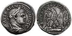 Roman Imperial Caracalla. Tetradrachm. 215-217 AD. Phoenicia. (Prieur-1551). Anv.: ΑΥΤ ΚΑΙ ΑΝTѠNINOC CЄ, laureate, draped and cuirassed bust to right. Rev.: •ΔHMAPX• ЄΞ• YΠATOC TO• Δ•, eagle standing 