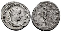 Roman Imperial Gordian III. Antoninianus. 243-244 AD. Rome. (Spink-8623). (Ric-146). (Seaby-156). Rev.: MARS PROPVGNAT. Mars advancing to right, holding transverse spear and shield. Ag. 4,60 g. Choice