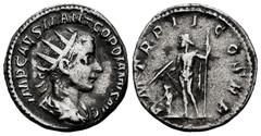 Roman Imperial Gordian III. Antoninianus. 239 AD. Rome. (Spink-8631). (Ric-16). (Seaby-189). Rev.: P M TR P II COS P P, Jupiter, nude, standing facing, head left, with thunderbolt in right hand over s