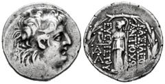 Greek Coins Cappadocian Kingdom. Ariarathes VI Epiphanes Philopator. Tetradrachm. 118/7-115/4 BC. Mint C. In the name and types of Antiochos VII Euergetes (Sidetes). (Krengel & Lorber-654 (A15/P16)). 