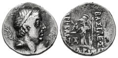 Greek Coins Cappadocian Kingdom. Ariobarzanes I Philoromaios. Drachm. 96-93 BC. (Cf. Simonetta-47). Anv.: Head of Ariobarzanes I right, wearing diadem. Rev.: ΒΑΣΙΛΕΩΣ ΑΡΙΟΒΑΡΖΑΝOY ΦΙΛΟΡΩΜ[ΑΙOY, Athena